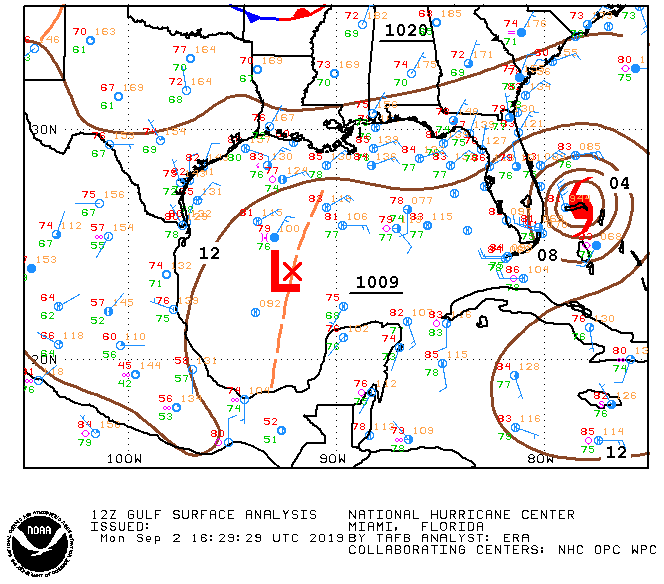 12Z Gulf Surface Analysis